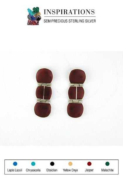 Inlaid Jasper and Sterling Silver Earrings