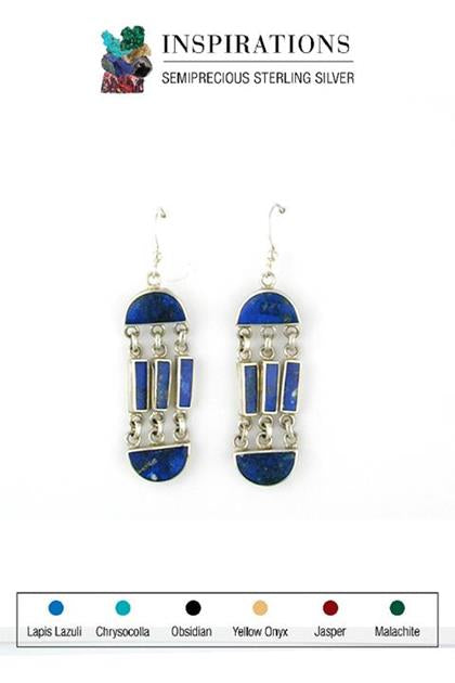 Inlaid Lapis Lazuli and Sterling Silver Earrings