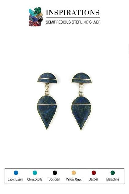 Inlaid Lapis Lazuil and Sterling Silver Earrings