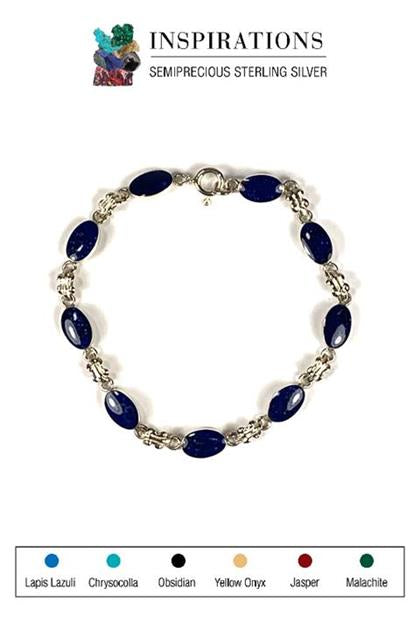 Inlaid Lapis Lazuli and Sterling Silver Bracelet