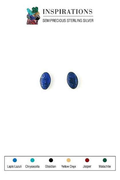 Inlaid Lapis Lazuli and Sterling Silver Mini Earrings