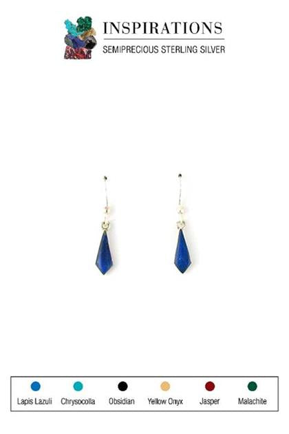 Inlaid Lapis Lazuli and Sterling Silver Dangle Earrings