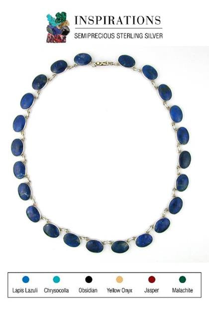 Inlaid Lapis Lazuli and Sterling Silver Necklace