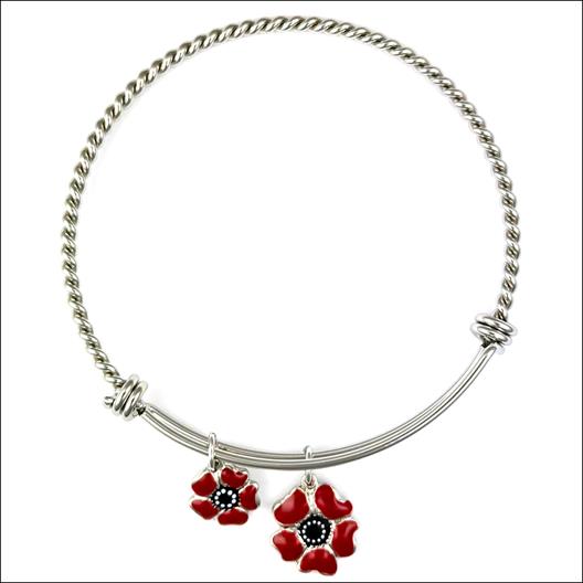 Poppy Flower Remembrance Bracelet