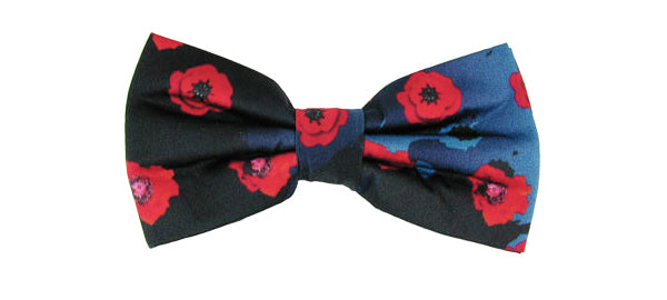 Poppy Flower Remembrance Silk Bow Tie