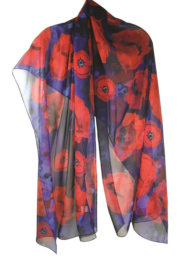 Poppy Flower Remembrance Shawl