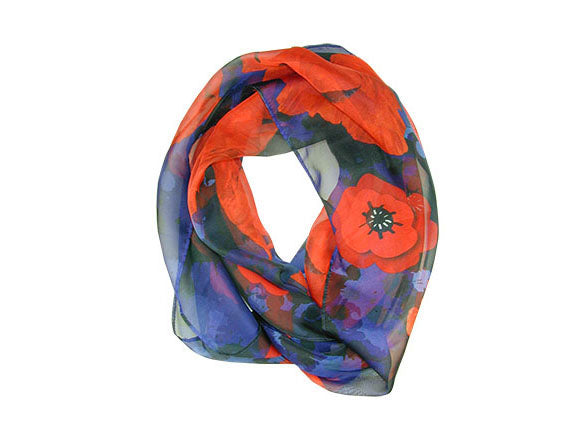 Poppy Flower Remembrance Infinity Scarf