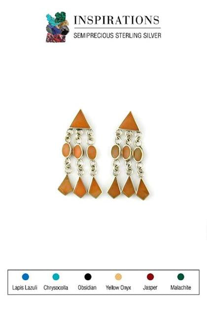 Inlaid Yellow Onyx Sterling Silver Earrings