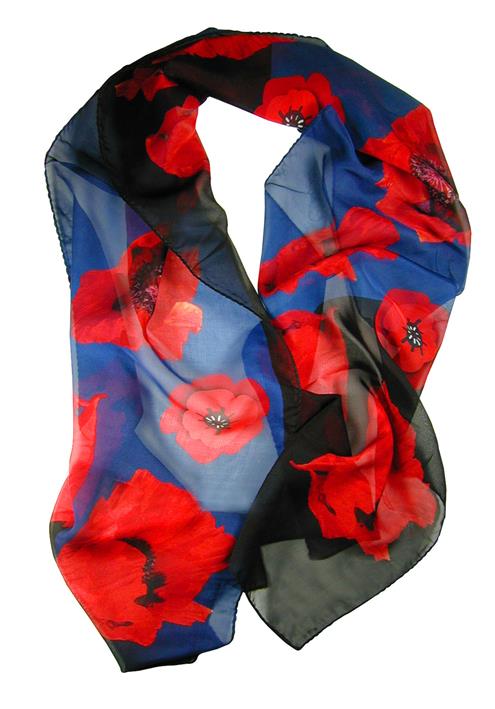 Poppy Flower Remembrance Scarf