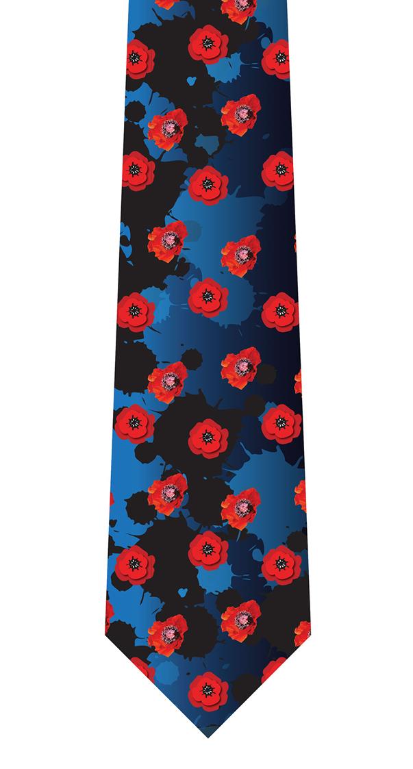 Poppy Flower Remembrance Silk Tie