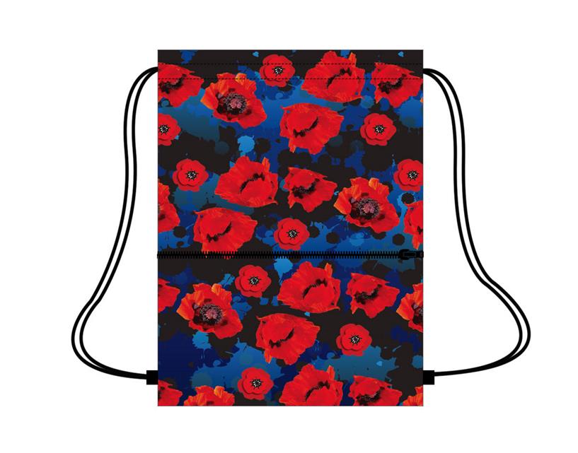 Poppy Flower Remembrance Drawstring Bag