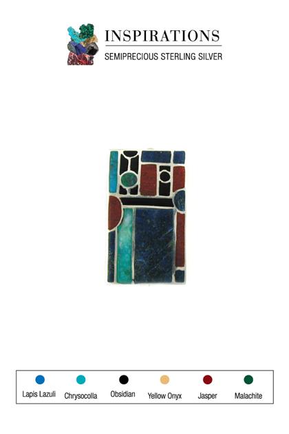 Semiprecious Stones Architectural Brooch Charm