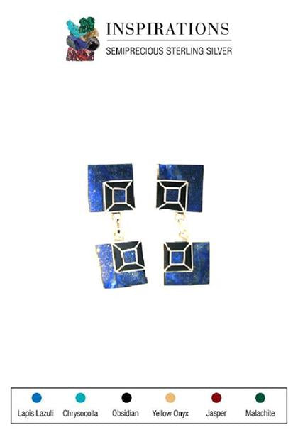 Lapis Lazuli and Obsidian Earrings