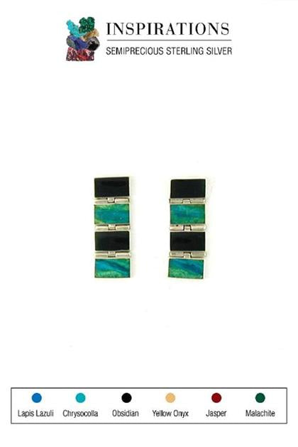 Obsidian and Chrysocolla Earrings