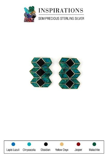 Obsidian and Crushed Chrysocolla Earrings